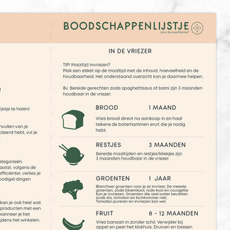 Detail Boodschappen in de vriezer