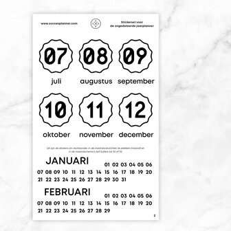 Stickerset voor ongedateerde jaarplanner - Vel 2