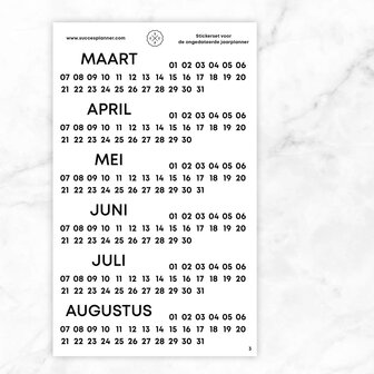 Stickerset voor ongedateerde jaarplanner - Vel 3