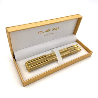 Rollerpen en wonderpotlood geborsteld goud