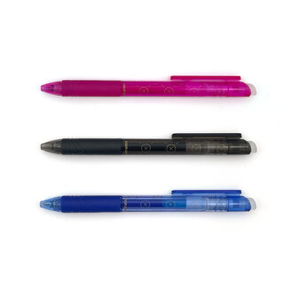 Uitwisbare pennen in drie kleuren