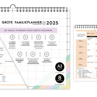    UITVERKOCHT | Grote FamiliePlanner 2025 voor 8 personen (A3-formaat)