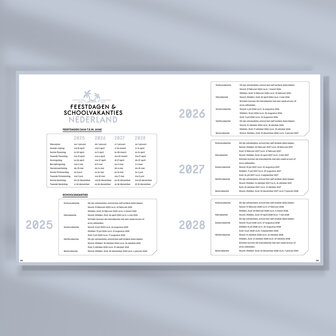 Paarse Ongedateerde SuccesPlanner schoolvakanties Nederland 2025-2026-2027-2028 Noord, midden, zuid regio