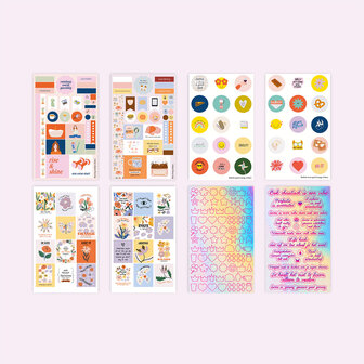 20 vellen met geillustreerde stickers die je planner aankleden