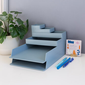 blauwe deskset