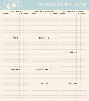 voorkant booschappenlijstje met maaltijdplanner