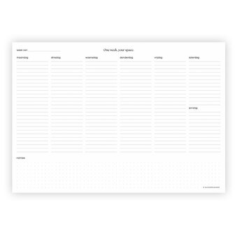Week overzicht afscheurblok A4 
