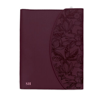 Paarse of plum organiser met je initiialen met verborgen sluiting magnetisch