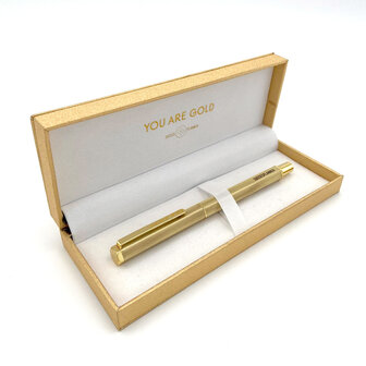 Rollerpen geborsteld goud in geschenkdoosje