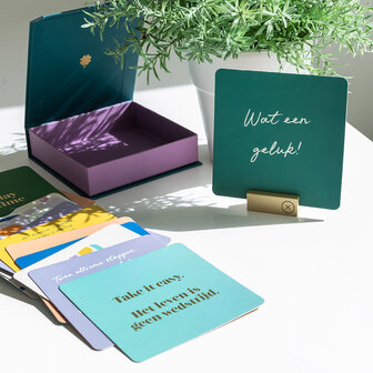Kaartenset - Doosje Geluk en messing kaarthouder