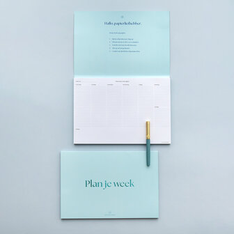 Plan je week in zacht blauw en bijpassende folie