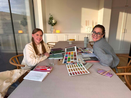 samen met Julie van Sweep story brainstormen over de collab planner
