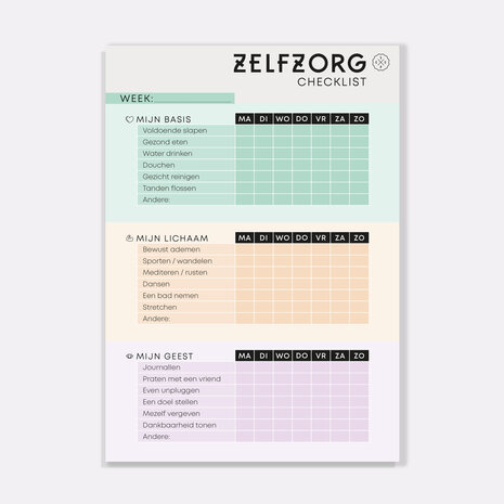 Zelfzorg-checklist scheurblok 50 vellen