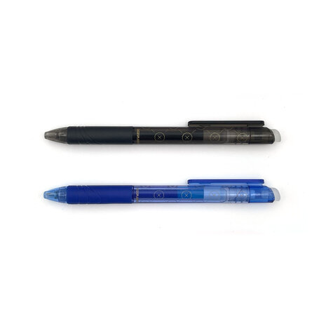Uitwisbare pennen - duo zwart en blauw