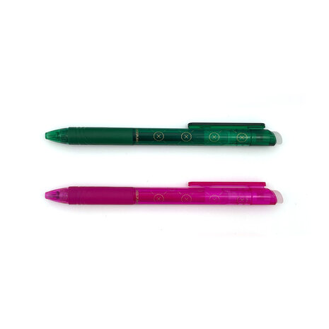 Uitwisbare pennen - duo groen en roze