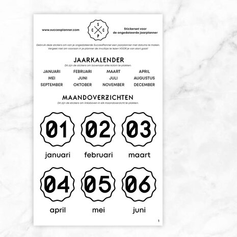 Stickerset voor ongedateerde jaarplanner - Vel 1