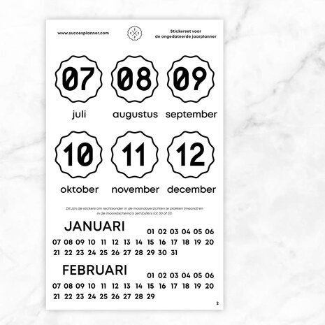 Stickerset voor ongedateerde jaarplanner - Vel 2