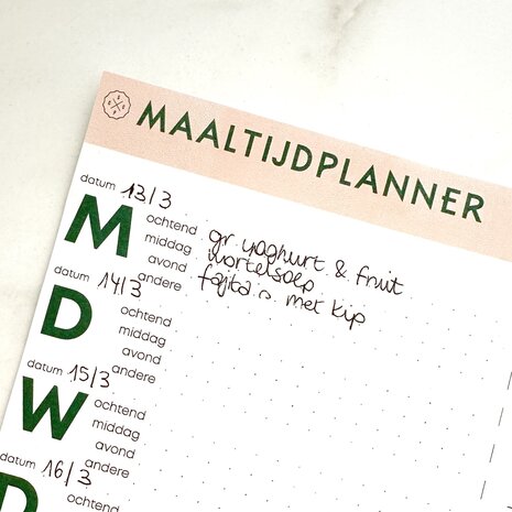 Boodschappenlijstje met maaltijdplanner