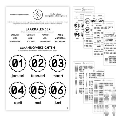 Stickerset voor ongedateerde jaarplanner