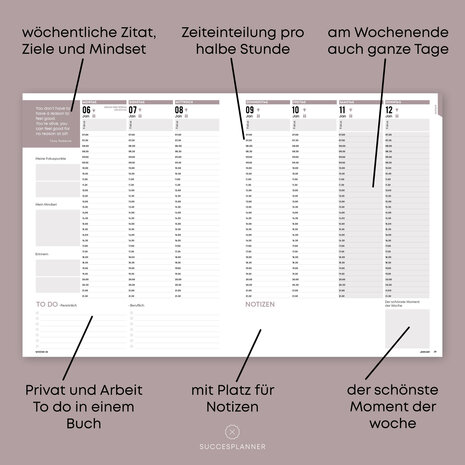 SuccesPlanner 2025 Altrosa mit perso
