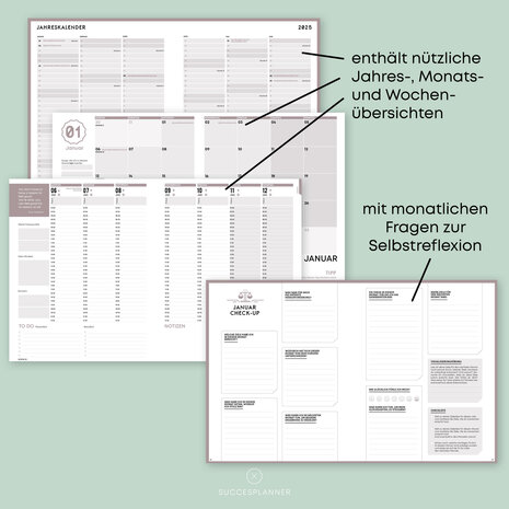 SuccesPlanner 2025 Altrosa mit perso