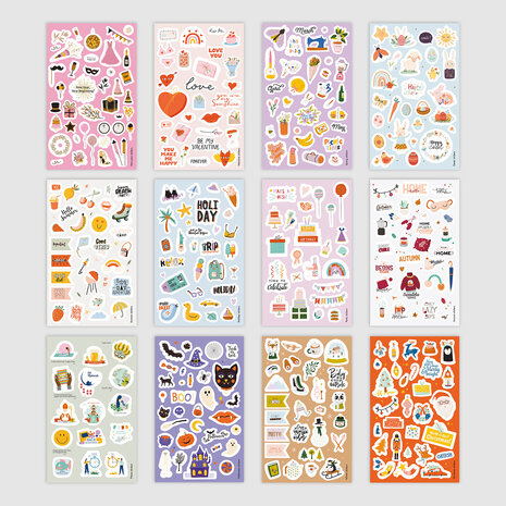 20 stickervellen in thema's en folies
