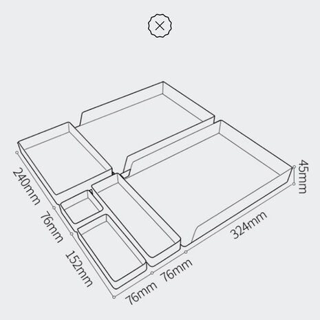 Desk set - bureau organiseren met vakjes maten
