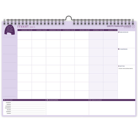    PRE-ORDER | Grote FamiliePlanner 2026 voor 8 personen (A3-formaat)