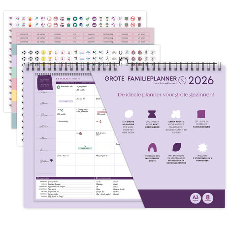    PRE-ORDER | Grote FamiliePlanner 2026 voor 8 personen (A3-formaat)