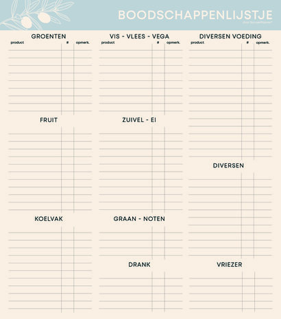 voorkant booschappenlijstje met maaltijdplanner
