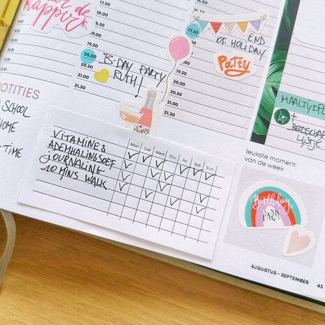 Habit tracker sticky notes