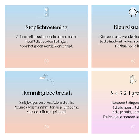 Stoplichtoefeningen kaarten 5-4-3-2-1 ademhalingsoefeningen