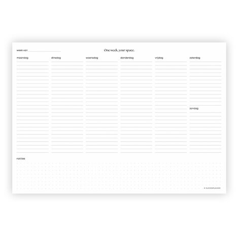 Week overzicht afscheurblok A4 