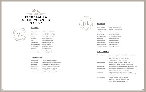 Schoolvakanties en feestdagen