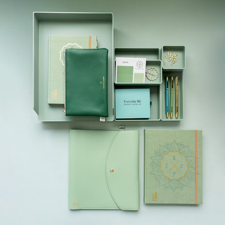 deskset in zengroen organiser met succesplanner