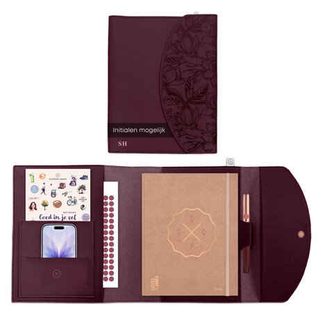 Plum organiser voor een planner - organisatiemap paars diepdruk luxeuitvoering 
