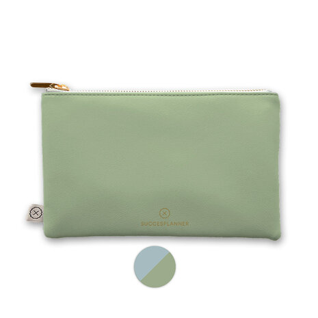 Zengroene pennenetuis etuis met gouden rits 