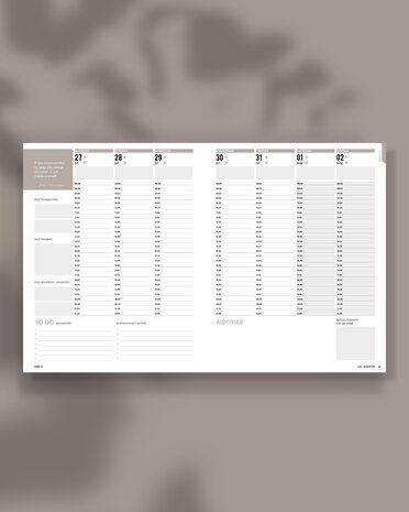 Weekoverzicht - weekplanner van maandag tot zondag