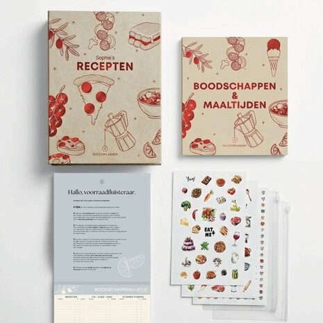 Receptenmap ringmap receptenboek Boodschappenlijstjje afscheurblok  met stickers