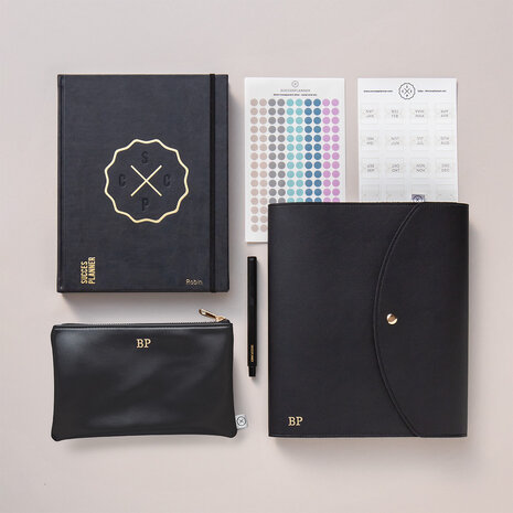 Zwarte organiser voor je agenda planner SuccesPlanner antraciet met meerdere opvulvakjes