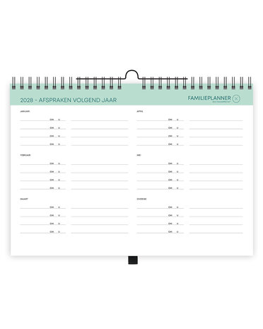 FamiliePlanner 2027 met afspraken voor volgend jaar - als je een jaartje naar voor moeten plannen - Orthodont etc.