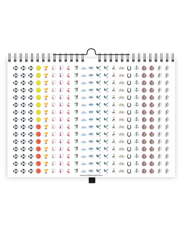Stickervel 1 met hobby, sport, school en andere icoontjes