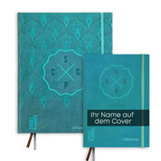 Succeplanner 2024 & Notizbuch apfelblaumeergrün mit Personalisierung