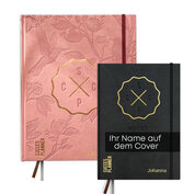 Succeplanner altrosa 2024 & Notizbuch Schwartz mit Personalisierung