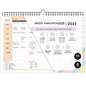 Grote FamiliePlanner 2025 - A3 - muurkalender voor 8 personen - voor het hele gezin - leuke quotes - maaltijdplanner