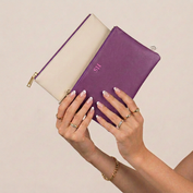 NIEUW | Plum & zand - dubbelkleurig pennenetui